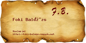 Foki Balázs névjegykártya
